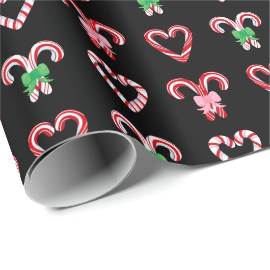 Christmas Candy Cane Pattern Geschenkpapier (Rolleneckpunkt)