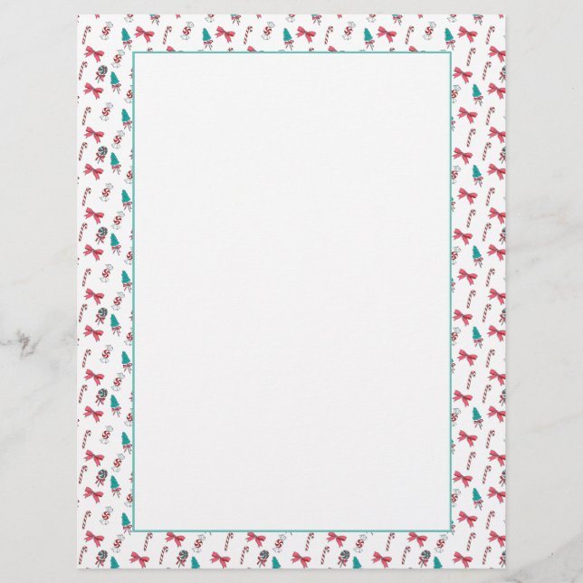 Christmas Candy Cane Pattern Letterhead (Vorderseite)