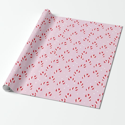 Christmas Candy Cane Pink Geschenkpapier (Ungerollt)