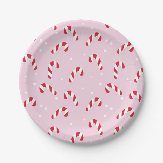 Christmas Candy Cane Pink Pappteller (Vorderseite)