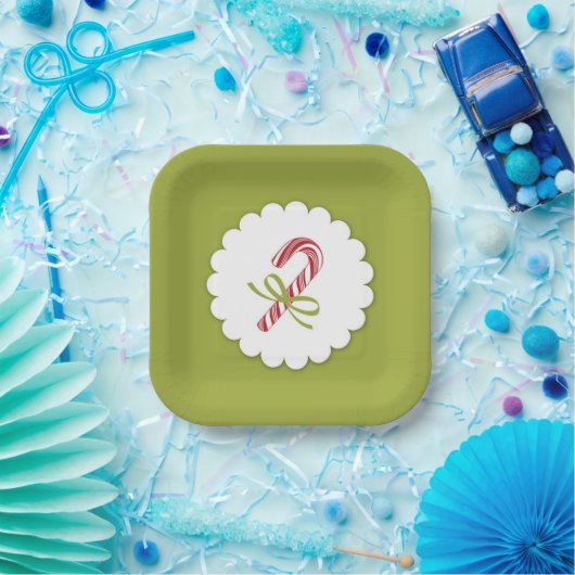 Christmas Candy Cane Plate Pappteller (Party)
