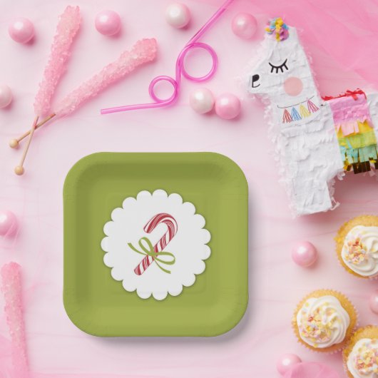 Christmas Candy Cane Plate Pappteller (Party)