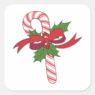 Christmas Candy Cane Quadratischer Aufkleber