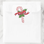 Christmas Candy Cane Quadratischer Aufkleber (Tasche)