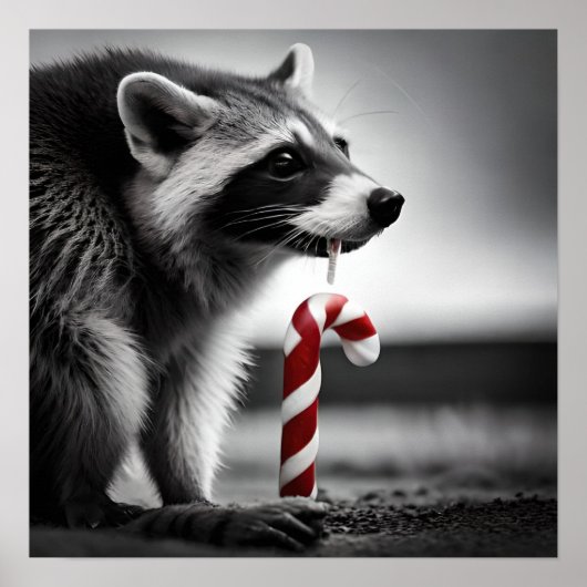 Christmas Candy Cane Raccoon II Poster (Vorne)