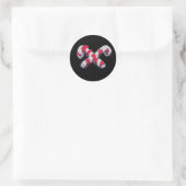 Christmas Candy Cane Runder Aufkleber (Tasche)