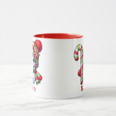 Christmas Candy Cane Snowman Individuelle Name Tasse (Zentrum)