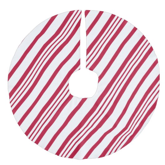 Christmas Candy Cane Stripe Leinenimitat Weihnachtsbaumdecke (Vorderseite)