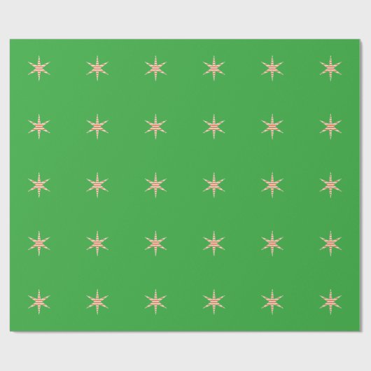 Christmas Candy Cane Stripe Star Pattern Geschenkpapier (Flach)