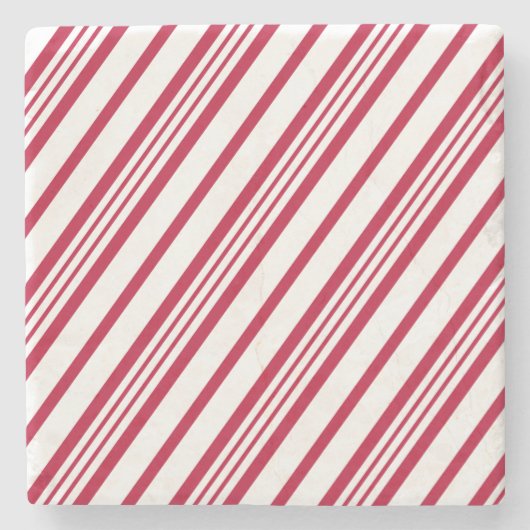 Christmas Candy Cane Stripe Steinuntersetzer (Vorderseite)
