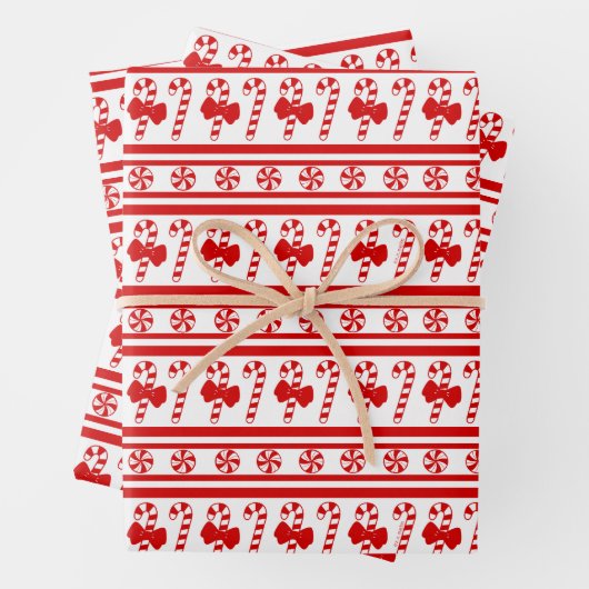 Christmas Candy Cane Stripes Geschenkpapier Set (Beispiel)