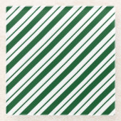 Christmas Candy Cane Stripes in Green and White  Glasuntersetzer (Vorderseite)