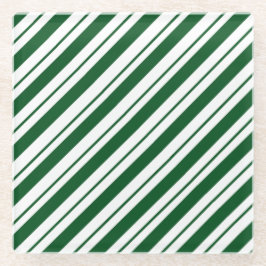 Christmas Candy Cane Stripes in Green and White  Glasuntersetzer