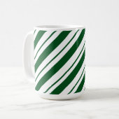 Christmas Candy Cane Stripes in Green and White  Kaffeetasse (Vorderseite Links)