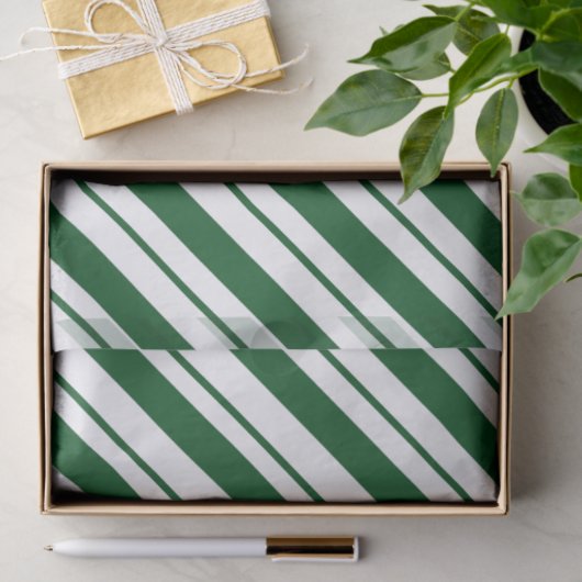 Christmas Candy Cane Stripes in Green and White  Seidenpapier (Geschenk)