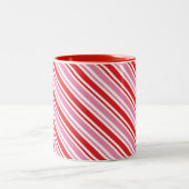 CHRISTMAS CANDY CANE STRIPES niedliches, modernes Zweifarbige Tasse (Mittel)