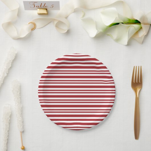 Christmas Candy Cane Stripes Pappteller (Hochzeit)