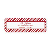 Christmas Candy Cane Stripes Return Address Label (Vorne)