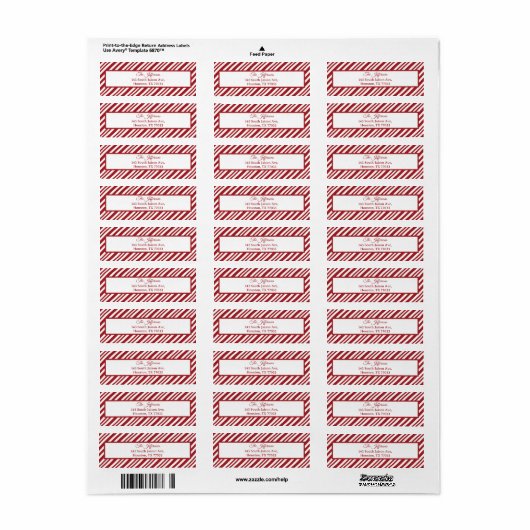 Christmas Candy Cane Stripes Return Address Label (Vorne)