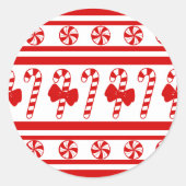 Christmas Candy Cane Stripes Runder Aufkleber (Vorderseite)