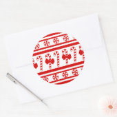 Christmas Candy Cane Stripes Runder Aufkleber (Umschlag)