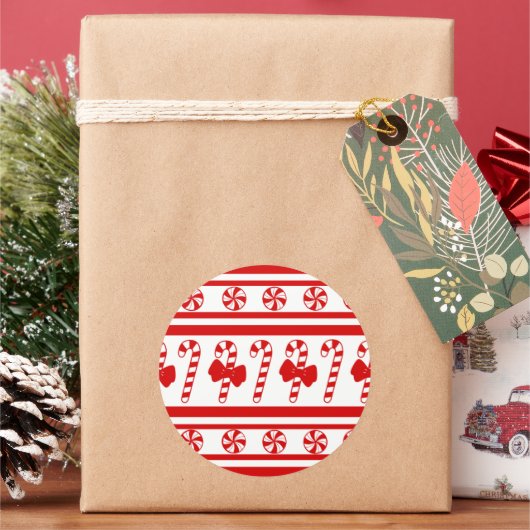 Christmas Candy Cane Stripes Runder Aufkleber (Feiertag)