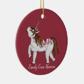 Christmas Candy Cane Unicorn Keramik Ornament (Rechts)
