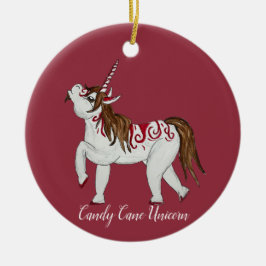 Christmas Candy Cane Unicorn Keramik Ornament