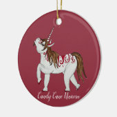 Christmas Candy Cane Unicorn Keramik Ornament (Links)