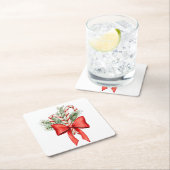 Christmas Candy Cane Winter Cocktail Napkin Rechteckiger Pappuntersetzer (Vor Ort)