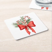 Christmas Candy Cane Winter Cocktail Napkin Rechteckiger Pappuntersetzer (angewinkelt)