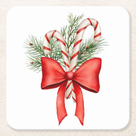 Christmas Candy Cane Winter Cocktail Napkin Rechteckiger Pappuntersetzer