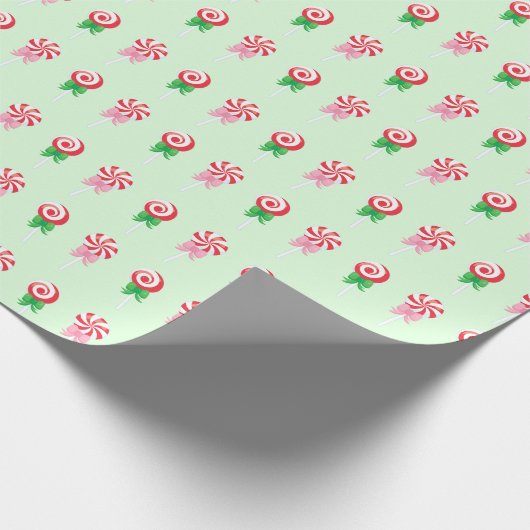 Christmas Candy Cane Wirbel Pattern Geschenkpapier (Ecke)