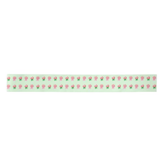Christmas Candy Cane Wirbel Pattern Satinband (Vorderseite)