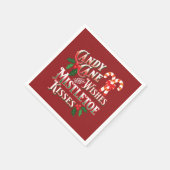 CHRISTMAS CANDY CANE WISHES MISTLETOE KISSES PAPIE SERVIETTE (Ecke)