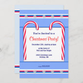 Christmas Candy Canes Blue Einladung (Vorne/Hinten)