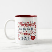 Christmas, Candy Canes, Cocoa & Chaos Zweifarbige Tasse (Links)