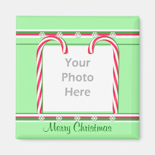 Christmas Candy Canes on Green (photo frame) Magnet