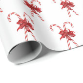 Christmas Candy Canes Tied with Bows Geschenkpapier (Rolleneckpunkt)