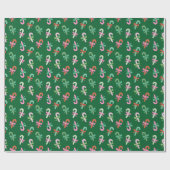 Christmas Candy Canes with Bows - Green & Pink Geschenkpapier (Flach)