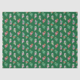 Christmas Candy Canes with Bows - Green Seidenpapier