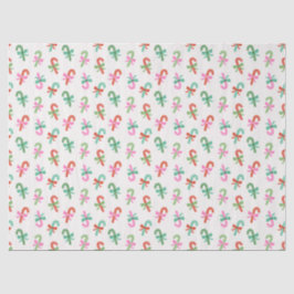Christmas Candy Canes with Bows - Green & White Seidenpapier