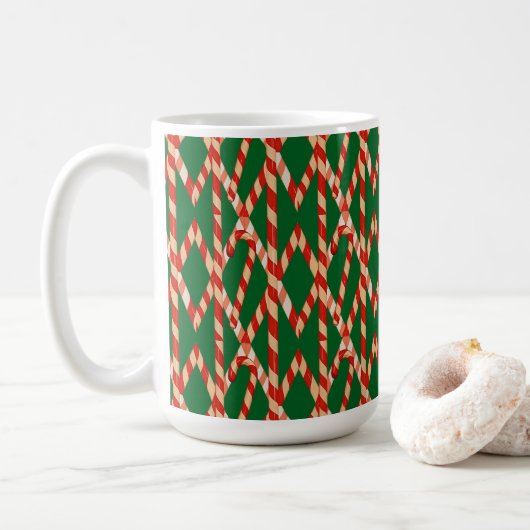 Christmas Candy Red White Vector Design Kaffeetasse (Mit Donut)