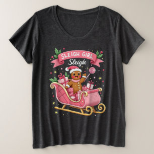 Christmas Candy Sleigh Girl Gingerbread Holiday Große Größe T-Shirt