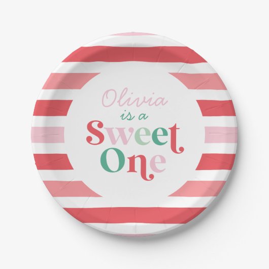 Christmas Candy Sweet One First Birthday Pappteller (Vorderseite)