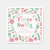 Christmas Candy Three ist Sweet 3. Geburtstag Serviette (Vorderseite)