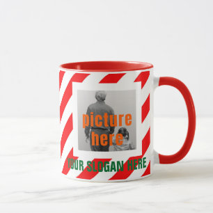 CHRISTMAS CANDY ZURÜCK ROT WEISS PERSONALISIERT TASSE