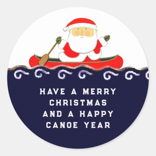 Christmas Canoe Kayaking Geschenk Runder Aufkleber (Vorderseite)