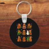 Christmas Capybara Santa Hat Funny Xmas Men Women Schlüsselanhänger (Vorderseite)