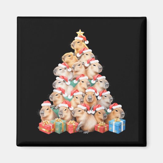 Christmas Capybara Tree Xmas Pajama Cute Capybara  Magnet (Vorne)
